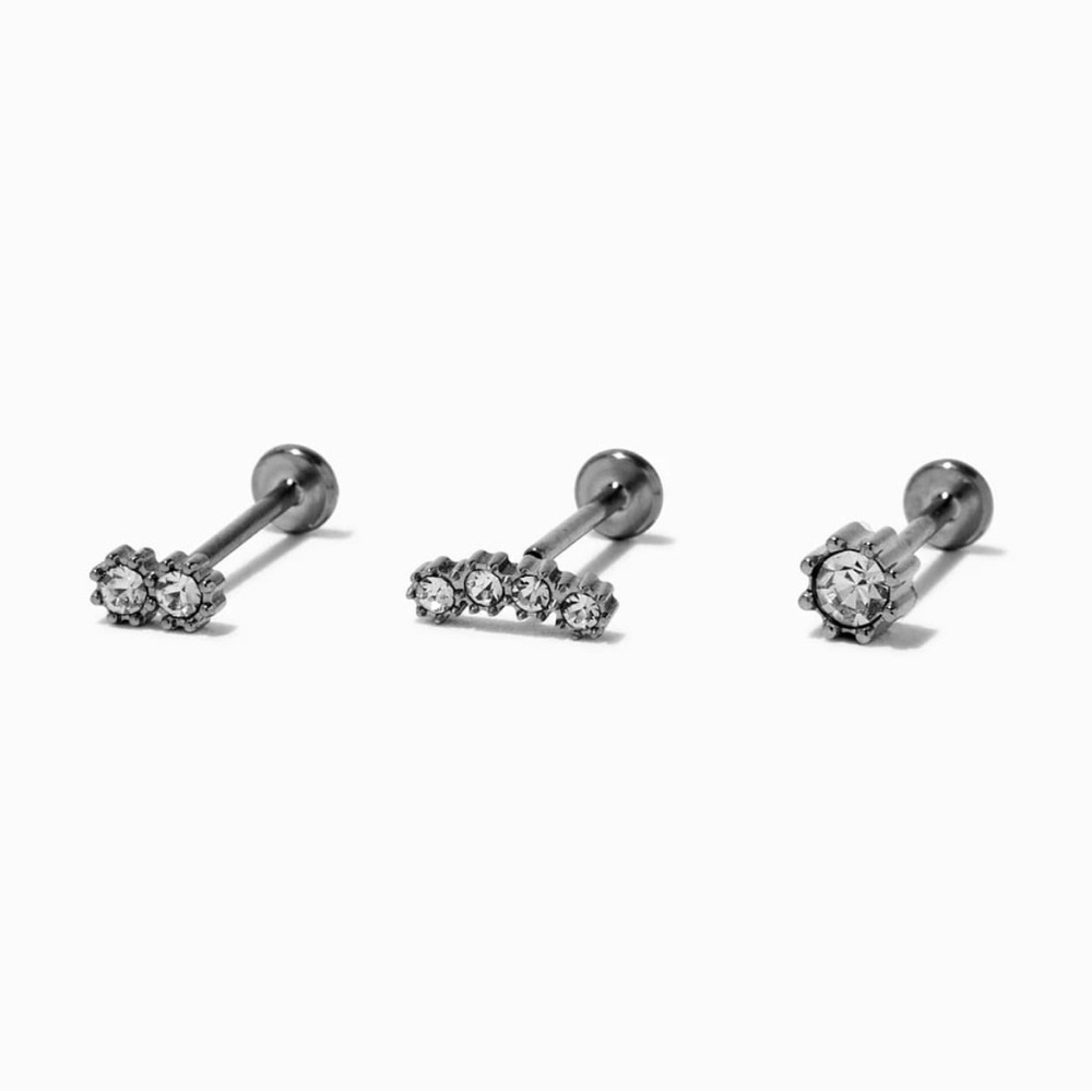 Claire’s Claire's Titanium Graduated Curve Crystal 18G Threadless Cartilage New